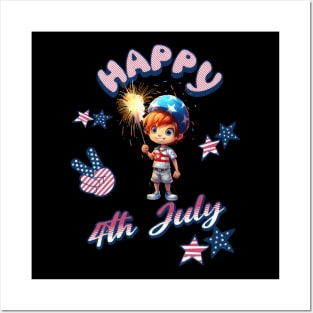 Happy 4th July for  Kids Posters and Art